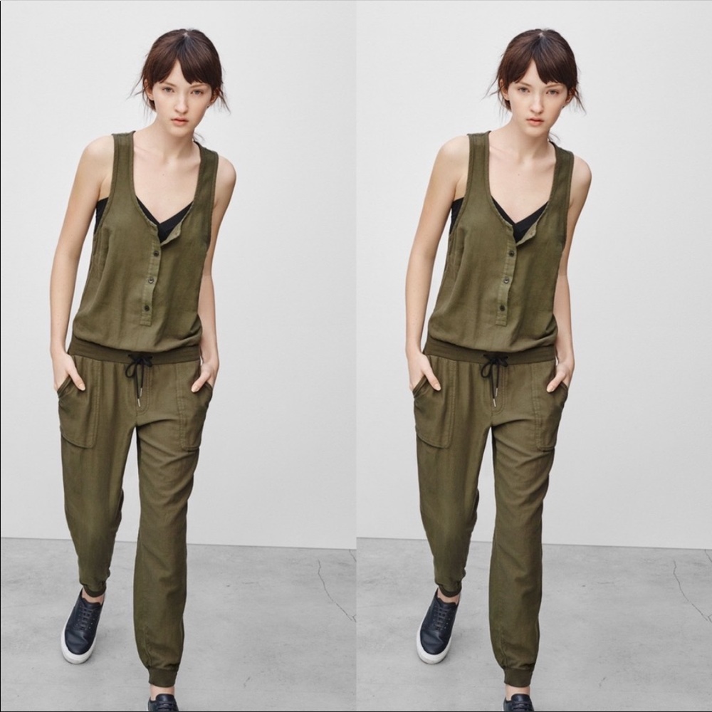 Aritzia Community army green jumpsuit.